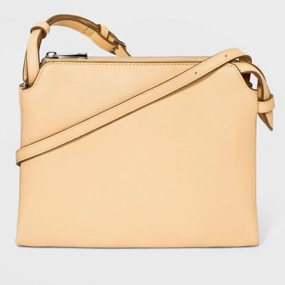NWT a new day Light Yellow Light Tan Soft Faux Leather Crossbody Sling Bag New